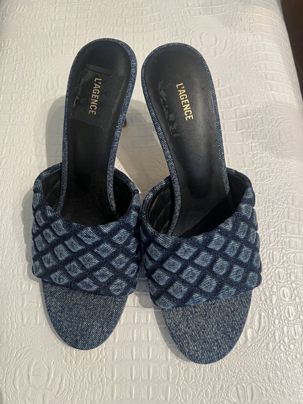 L’agence Denise Slide Sandal Dark Denim 10
